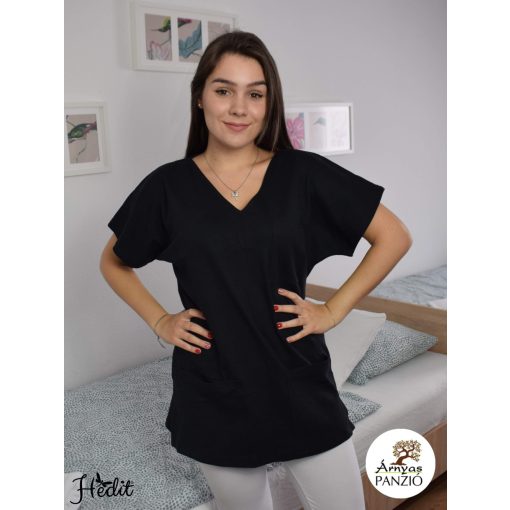 Fekete pamut felső-unisex