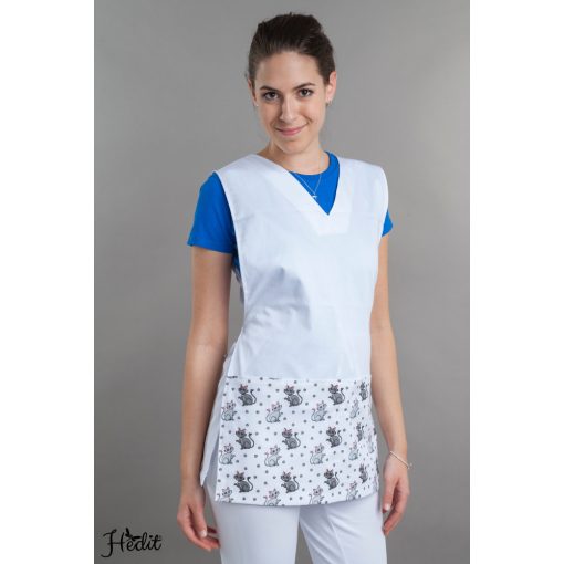 Cicás lapköpeny, oldalt megkötős köpeny óvodai dolgozóknak