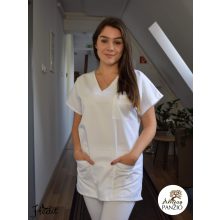 Fehér tunika, női munkaruha felső, női munkaruházat egészségügyi és óvodai dolgozóknak