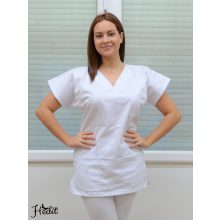 Fehér tunika, női munkaruha felső, női munkaruházat egészségügyi és óvodai dolgozóknak