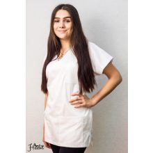 Fehér tunika, női munkaruha felső, női munkaruházat egészségügyi és óvodai dolgozóknak