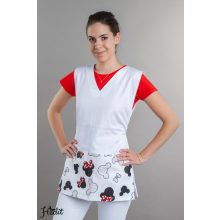 Piros masnis lapköpeny, oldalt megkötős köpeny óvodai dolgozóknak