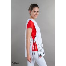 Piros masnis lapköpeny, oldalt megkötős köpeny óvodai dolgozóknak
