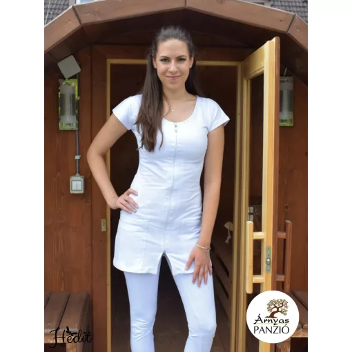 Vera tunika, cipzáros, kereknyakú női munkaruha, nővér tunika