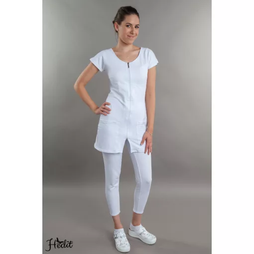 Vera tunika, cipzáros, kereknyakú női munkaruha, nővér tunika