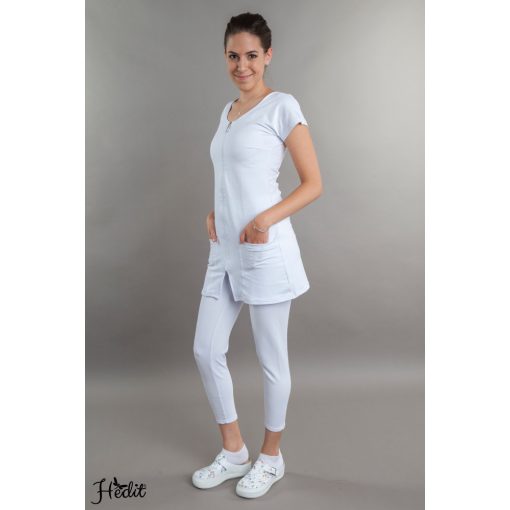 Vera tunika, cipzáros, kereknyakú női munkaruha, nővér tunika