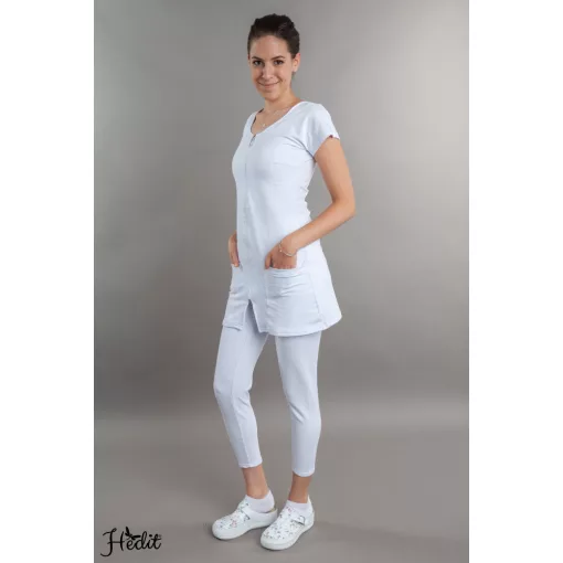 Vera tunika, cipzáros, kereknyakú női munkaruha, nővér tunika