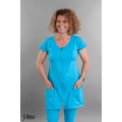 Vera tunika, cipzáros, kereknyakú női munkaruha, nővér tunika