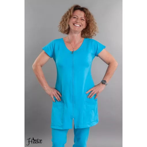 Vera tunika, cipzáros, kereknyakú női munkaruha, nővér tunika