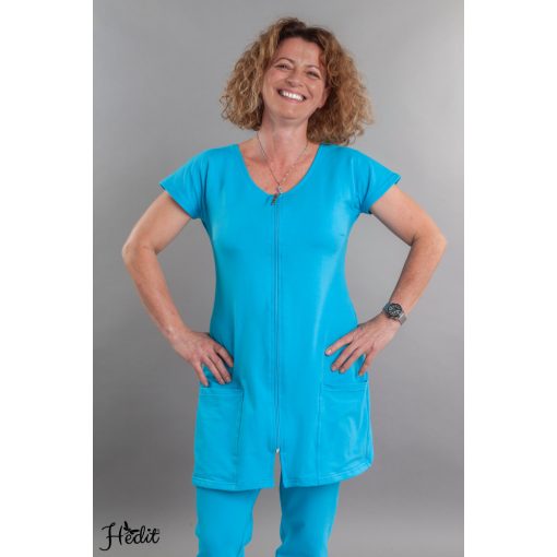 Vera tunika, cipzáros, kereknyakú női munkaruha, nővér tunika