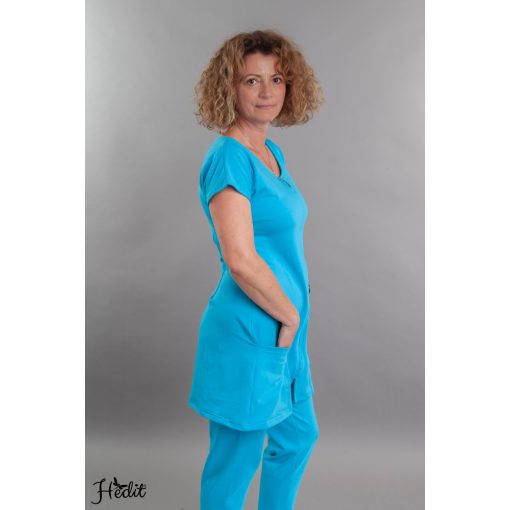 Vera tunika, cipzáros, kereknyakú női munkaruha, nővér tunika