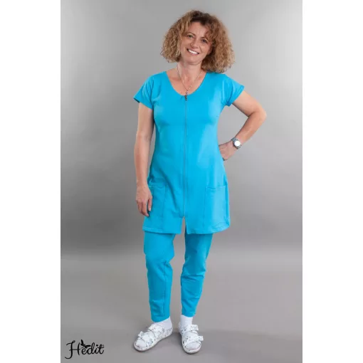 Vera tunika, cipzáros, kereknyakú női munkaruha, nővér tunika