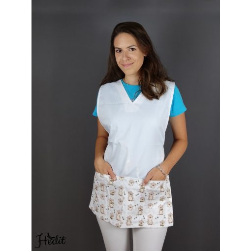 Vidrás lapköpeny, oldalt megkötős köpeny óvodai dolgozóknak