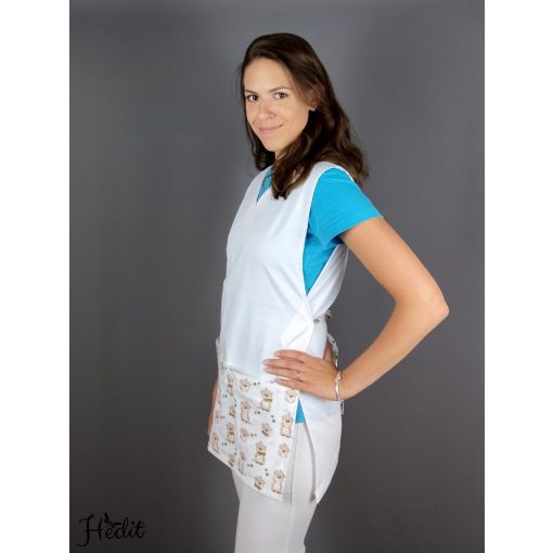 Vidrás lapköpeny, oldalt megkötős köpeny óvodai dolgozóknak