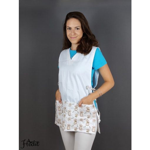 Vidrás lapköpeny, oldalt megkötős köpeny óvodai dolgozóknak