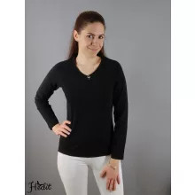 V-nyakú, hosszúujjú női felső - fekete