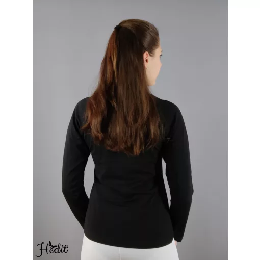 V-nyakú, hosszúujjú női felső - fekete