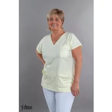 Halványsárga pamut felső, női tunika munkaruha egészségügyi és óvodai dolgozóknak