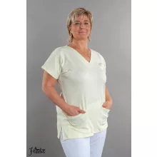 Halványsárga pamut felső, női tunika munkaruha egészségügyi és óvodai dolgozóknak