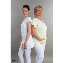 Halványsárga pamut felső, női tunika munkaruha egészségügyi és óvodai dolgozóknak