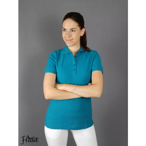 Smaragdzöld női galléros póló