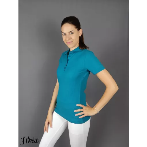 Smaragdzöld női galléros póló