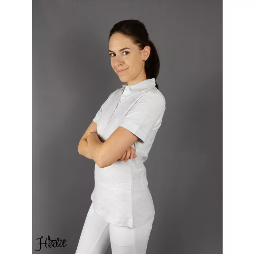 Szürke, melírozott női galléros póló