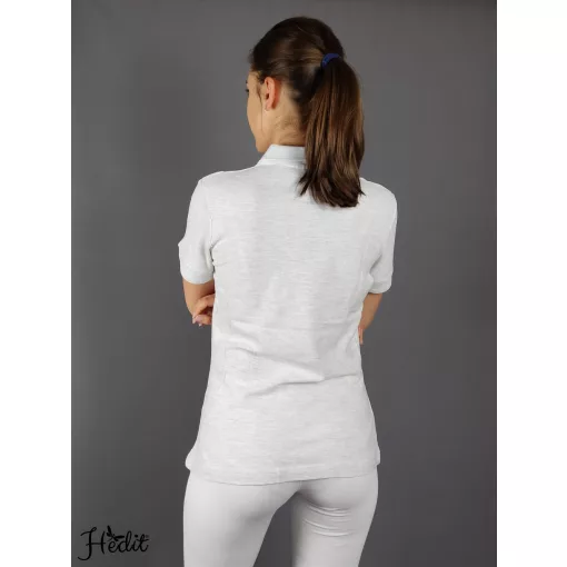 Szürke, melírozott női galléros póló