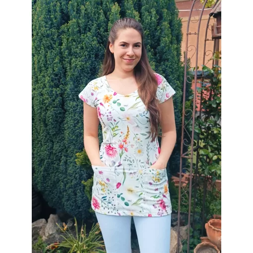 Viktória tunika - virágos - XL