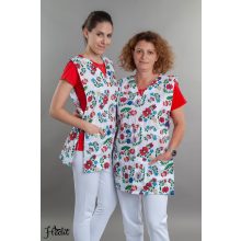 Elza lapköpeny - kalocsai mintás, köpeny, női munkaruházat